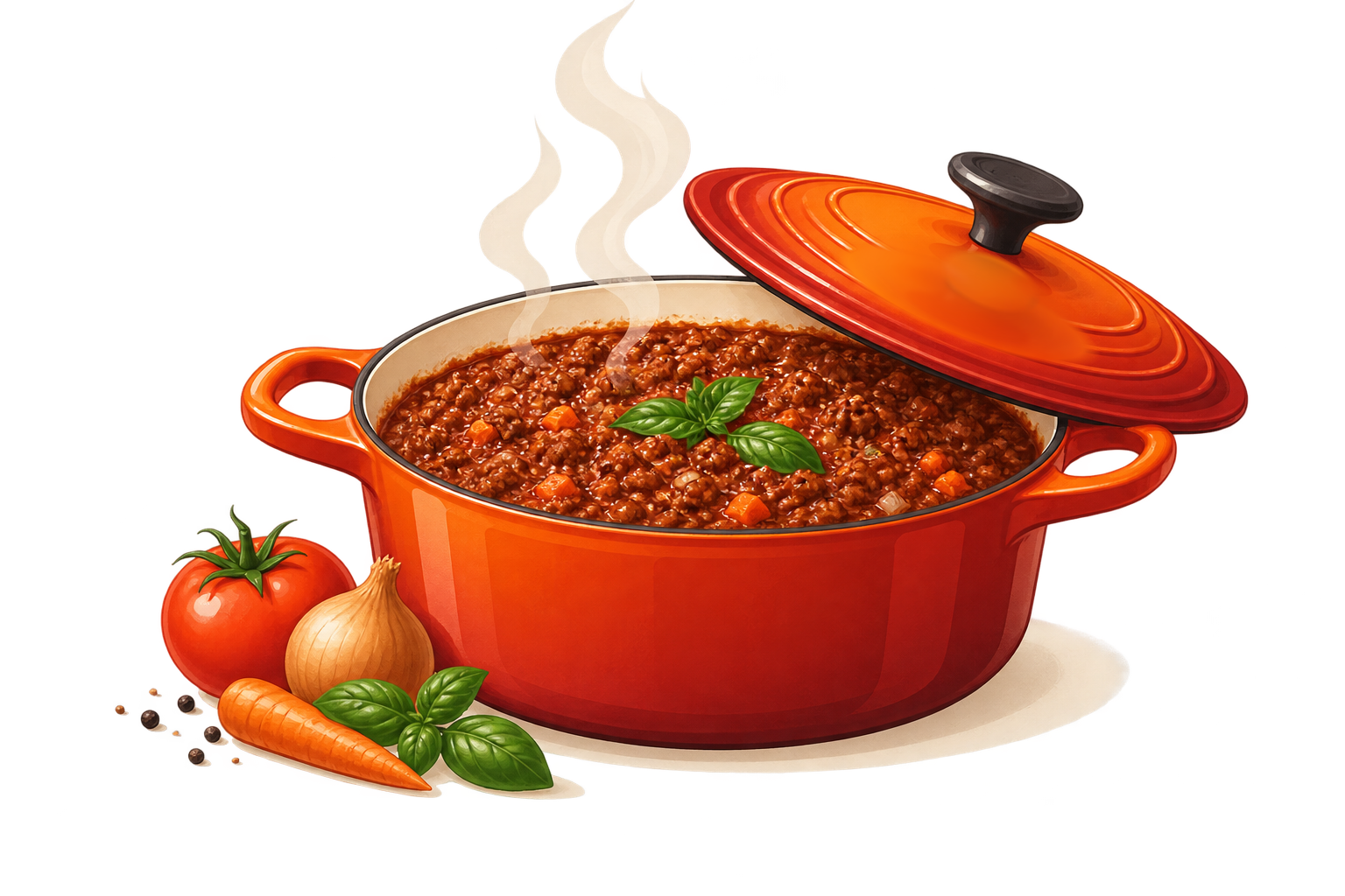 Pot of bolognese sauce